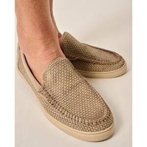 Johnnie-O La Jolla Woven Leather Loafter Moccasin Shoes Taupe Men's Size 8